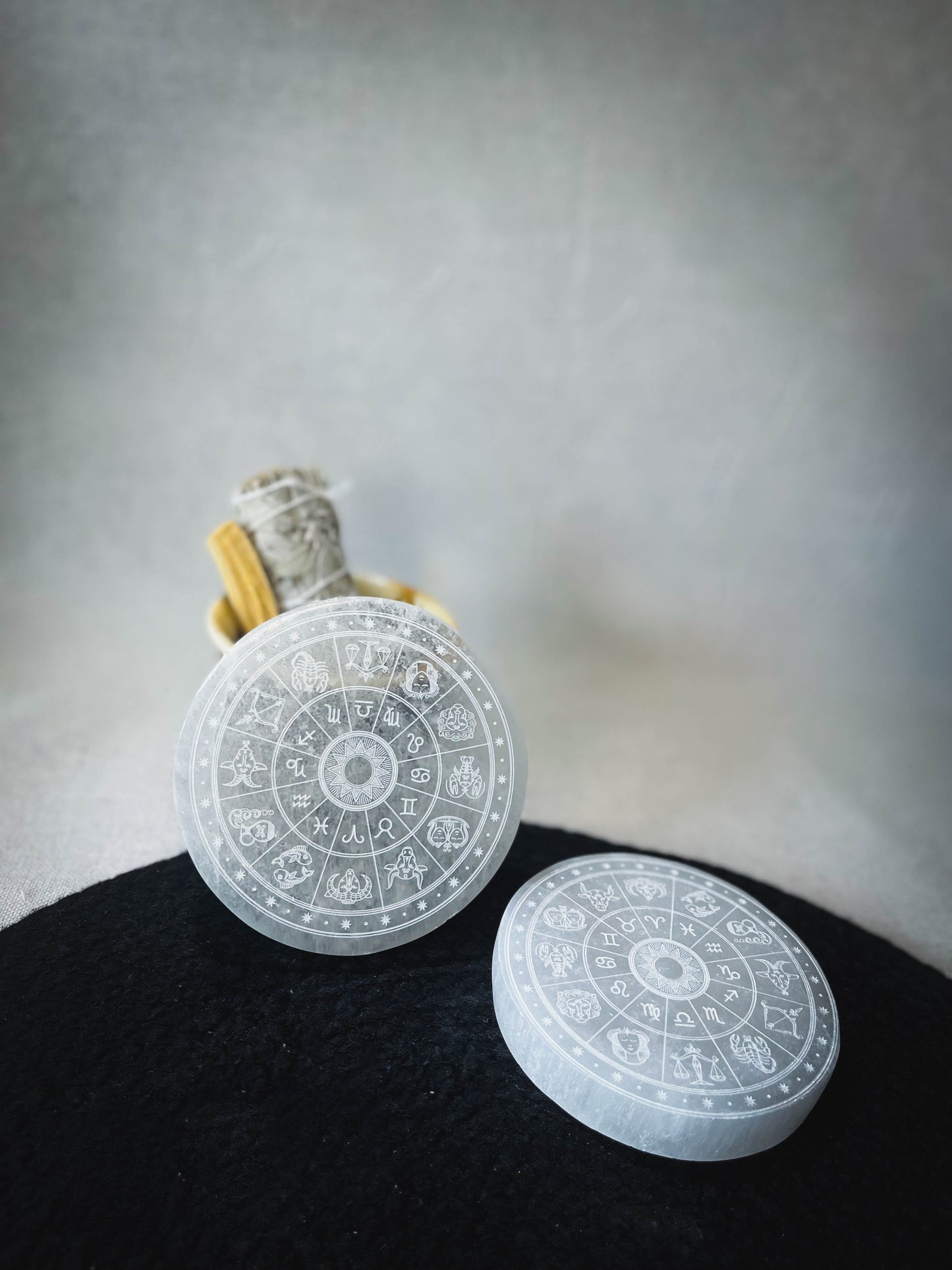 ZODIAC SELENITE 4" DISC