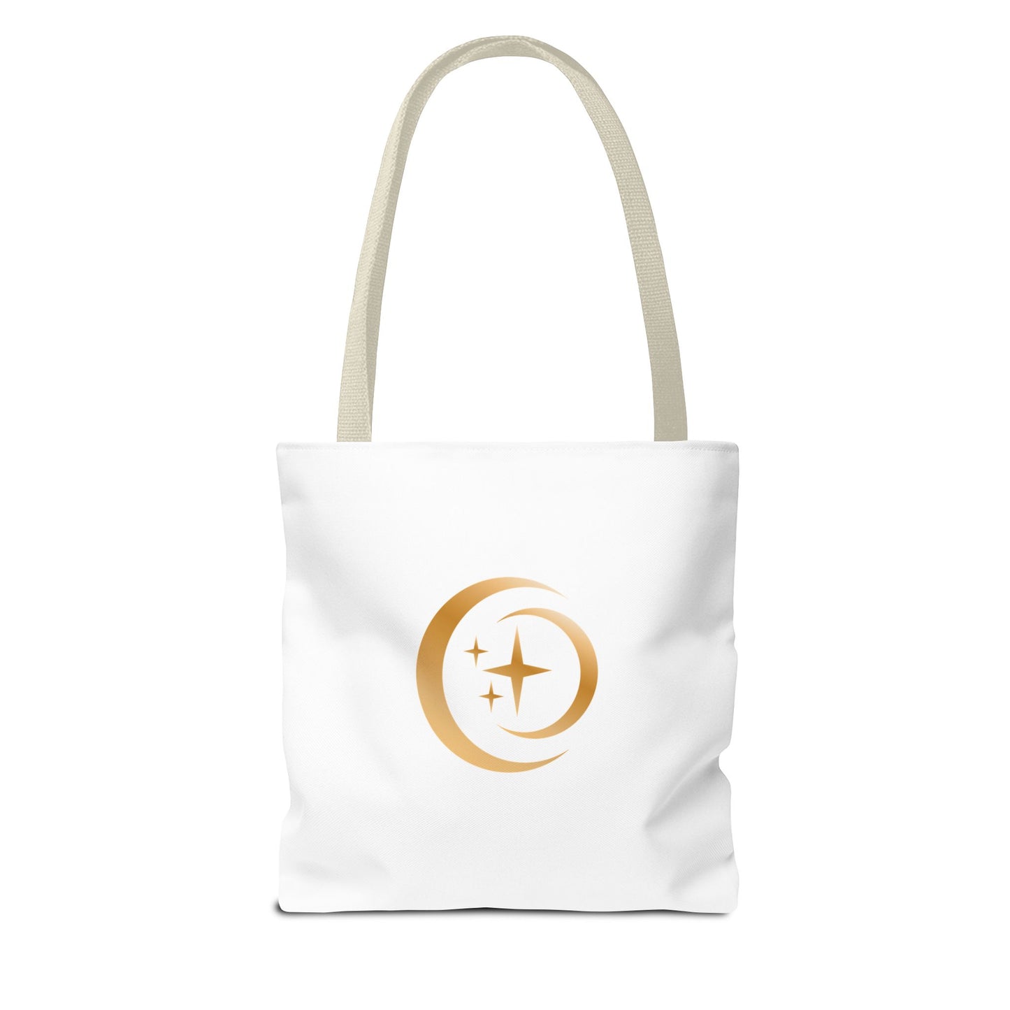 Moon & Stars Tote Bag — Minimalist Gold Crescent Tote