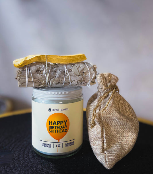 HAPPY BIRTHDAY SHITHEAD- FUNNY FLAME 9OZ CANDLE